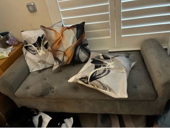 Gray storage bench