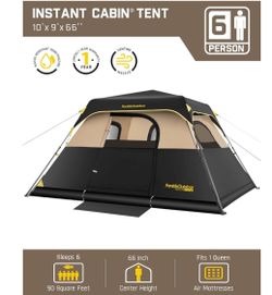Tent Instant setup tent for 6 people Rain- and wind-resistant tent; portable instant tent with carry bag for family camping