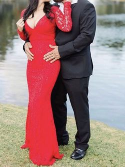 Elegant Red Lace Dress (XS, S)