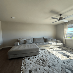 Living Spaces Oversized Sectional Sofa – Good Condition, Light Gray - Houston, TX