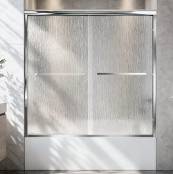 Chrome 56-in to 60-in W x 58-in H Framed Rain Glass Bypass Sliding Tub door