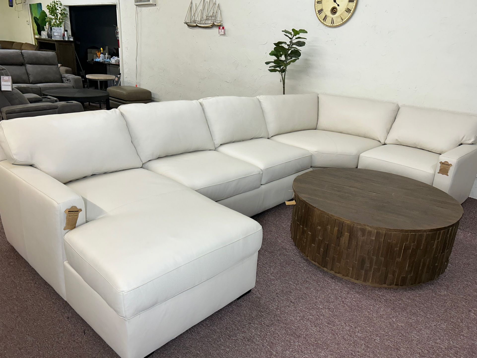 Furniture- 100% Real Top Grain Leather 4 Pc Sectional With A Chaise- Radley