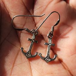 Sterling Silver Anchor Earrings 