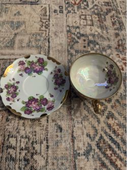 Vintage floral teacup and saucer set