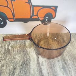 Visions Corning Amber Brown Sauce Pot Vintage 1.5 Liter