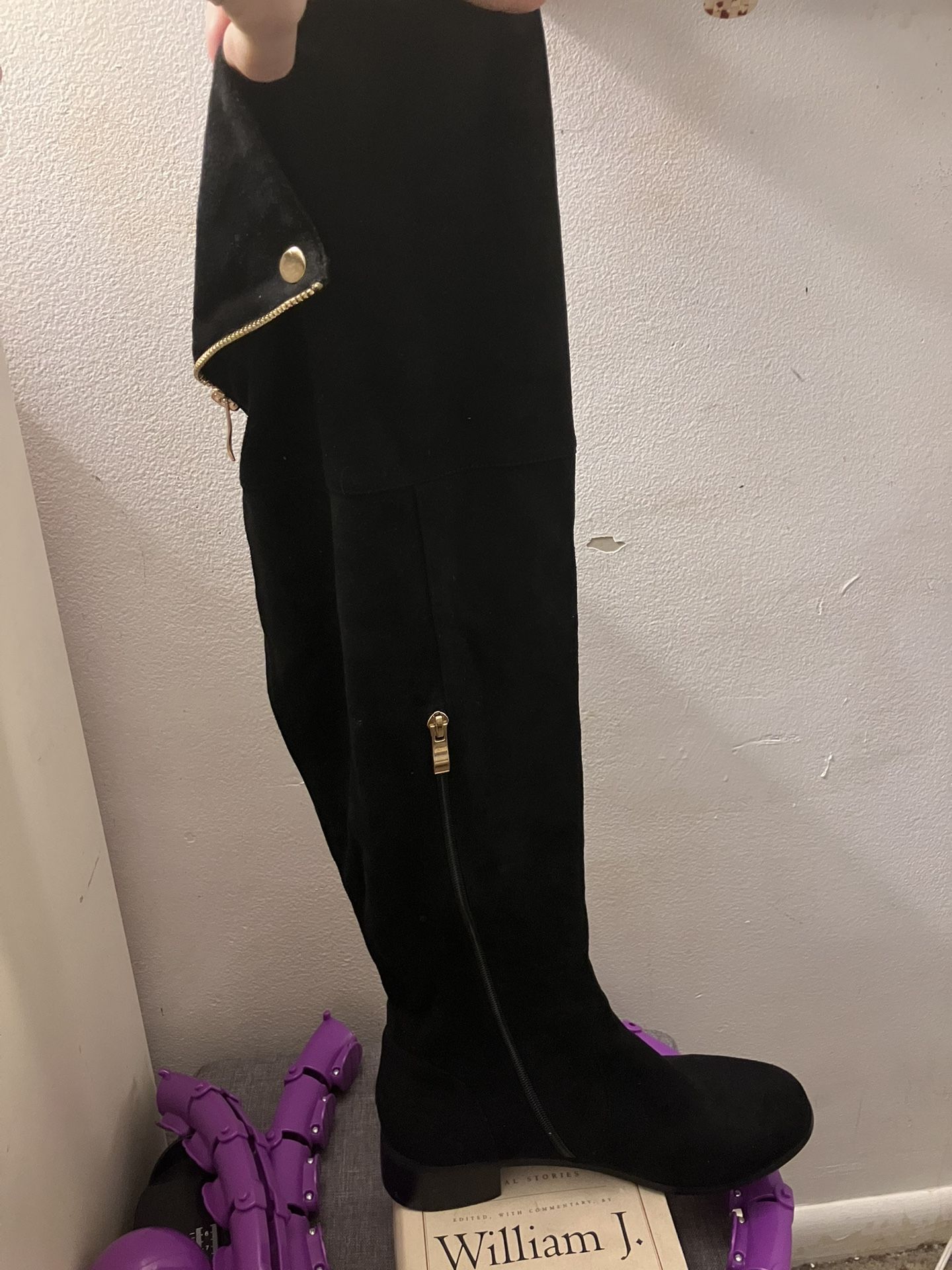 Beautiful Black Suede Knee High Boots