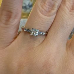 Platinum Engagement Wedding Ring With Natural Old European Cut Diamonds 
