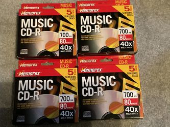 Memorex Music CD-R,  40x 4 Boxes, 5 In Ea. W/Slimline Jewel Cases. New In Box