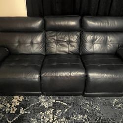 Blue Leather Reclining Couch (electric)