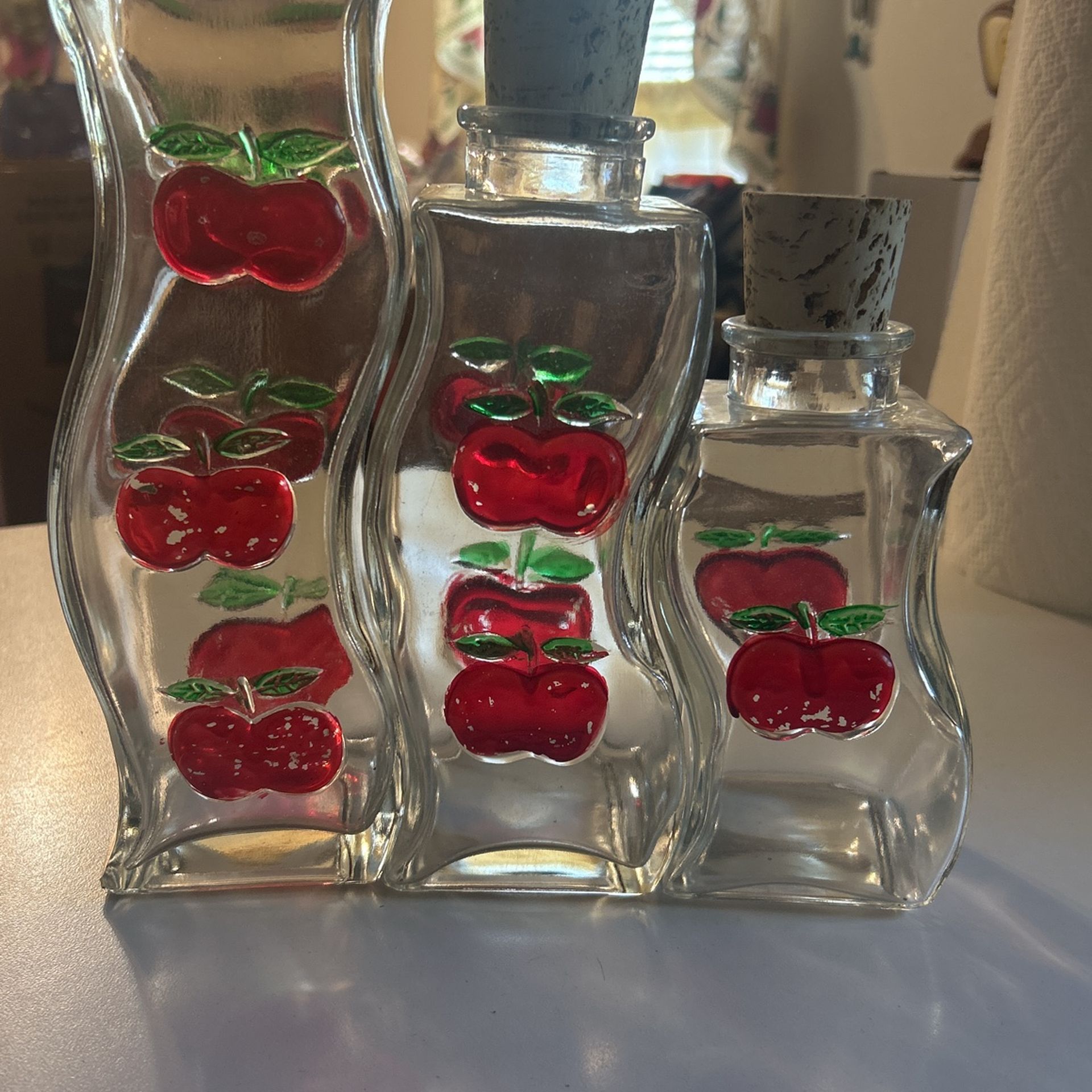 Decorative Glass Apple π Jars With Cork Tops