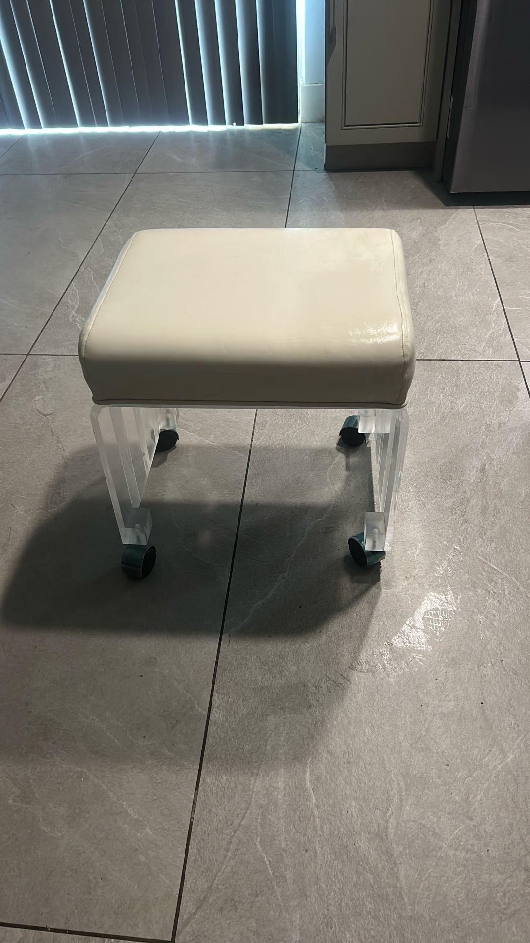 Lucite Acrylic Vanity Stool w/ Wheels