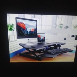 New Rocelco 46" Adjustable Desk Converter Sit Or Stand Monitor Riser Tabletop Computer Workstation 