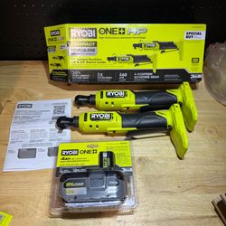 RYOBI ONE+ HP 18V Brushless Cordless Compact Ratchet 2-Tool Combo Kit with ONE+ 18V 4.0 Ah HIGH PERFORMANCE Battery