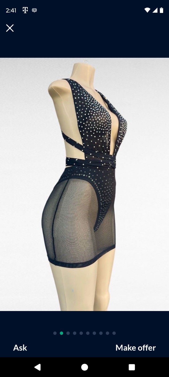 Strappy Rhinestone Bodysuit Dress