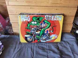 Rat Fink Hag Breath Metal Sign 8"x12"