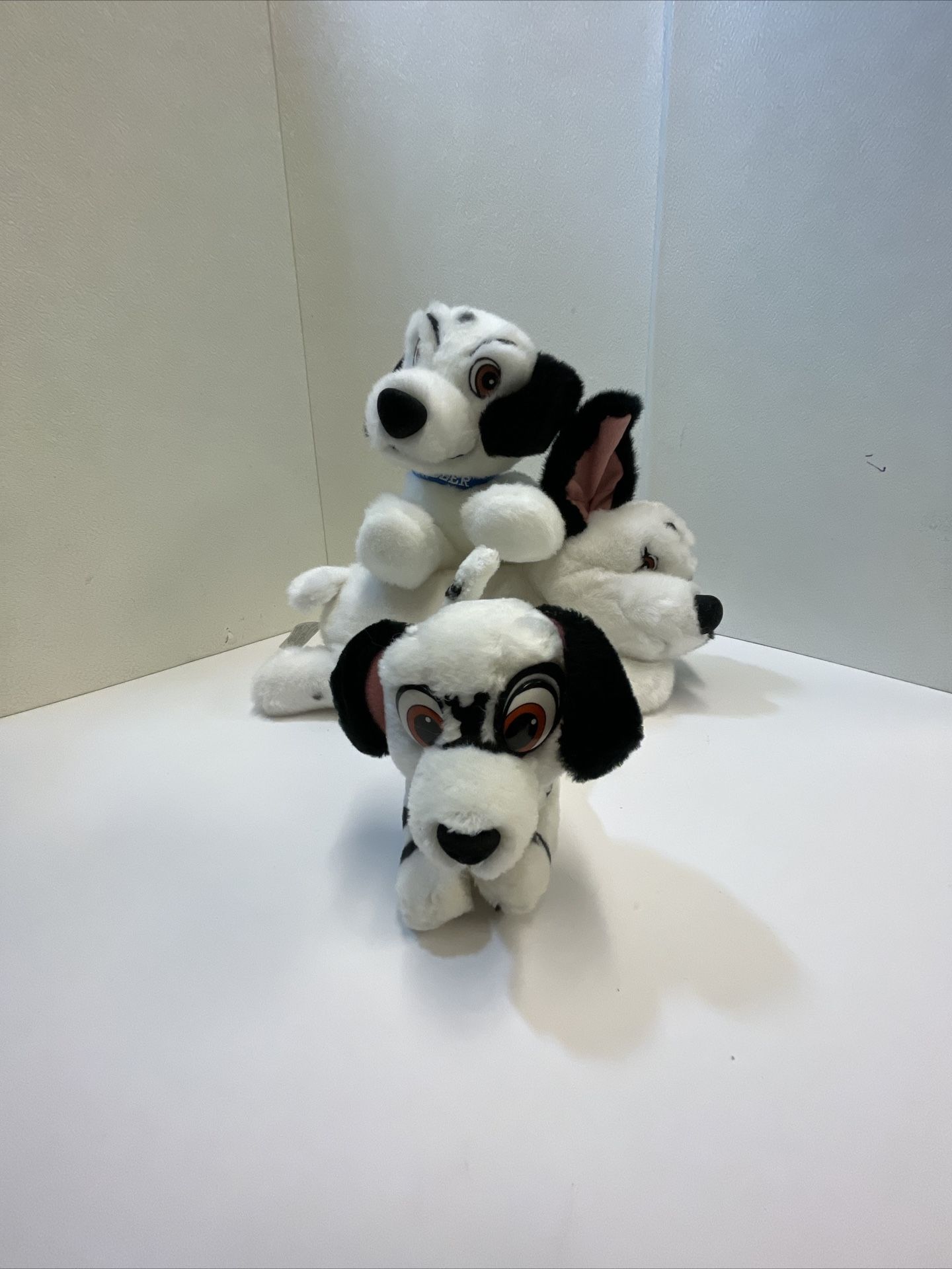 Lot Of 3 Vintage 90s Disney 101 Dalmatians Dog Plush - Wizzer Jewel Girl Lucky