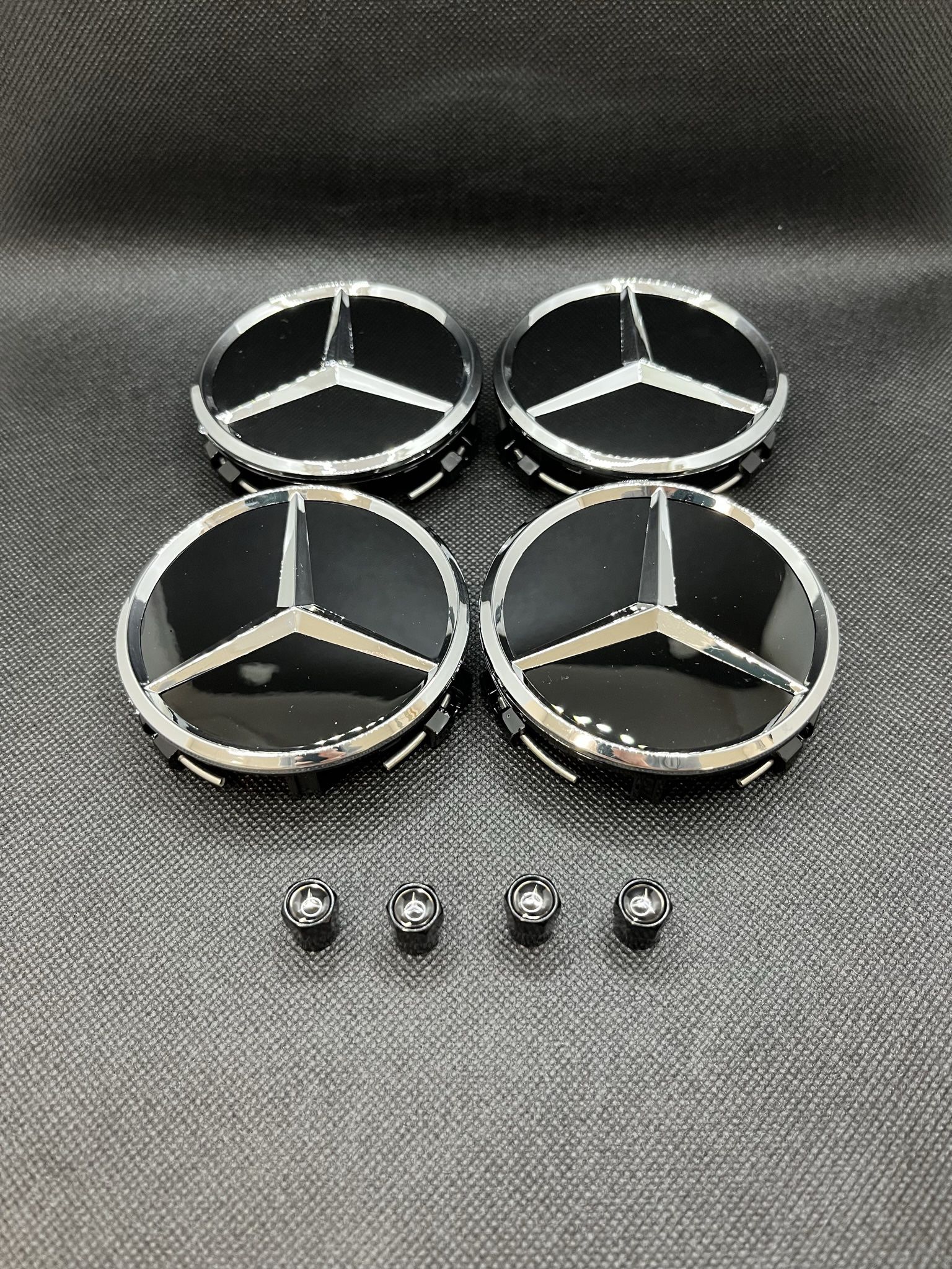 Fits Mercedes Benz Wheel Rim Center Caps And Tire Air Caps (8 Pieces Set)
