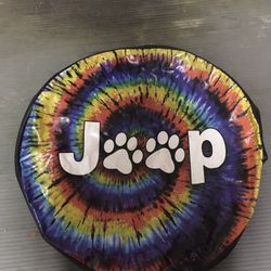 Jeep tie dye puppy paws tire cover
