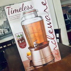 Timeless 2 Gal (7.5 L) Beverage Dispenser on Dual purpose Galvanized Metal Base / Ice Tub