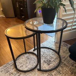 End/side Table Nesting Set Glass Metal