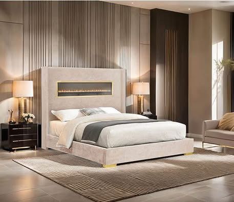 New Queen Bed Led Fire Display Bluetooth
