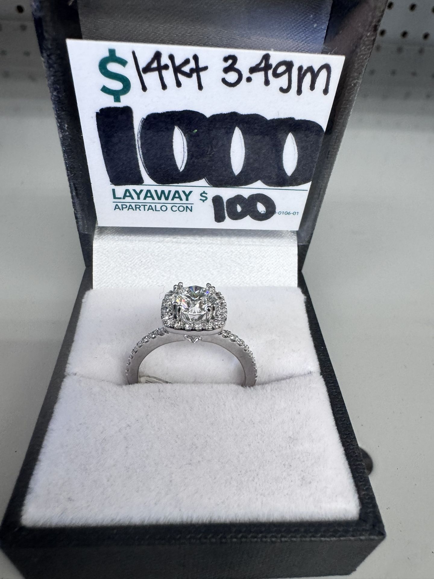14kt  White Gold Engagement 3.4 Grams 