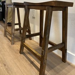 Wood Counter height Barstool Brown 