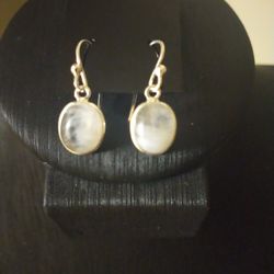 Genuine Rainbow Moonstone Sterling Silver Earrings