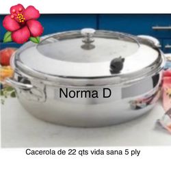 Cacerola Honda De 22 Qts Vida Sana 5 Ply Nueva En Su Caja 🌺 Princess House 🌺