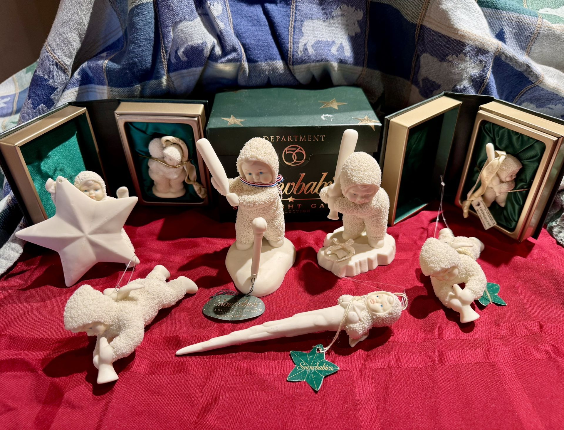 Department 56 Snowbabies 2 Figurines & 6 Ornaments Christmas Decor