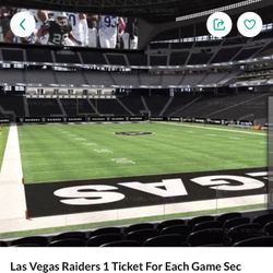 Las Vegas Raiders 1 Ticket For Each Game Sec 103 Row 24(actually15) Cheapest Ticket anywhere and always a seat available next to this one..