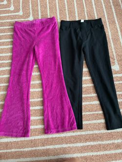 New without tag fuchsia flare pants and black leggings with pockets kids size 8