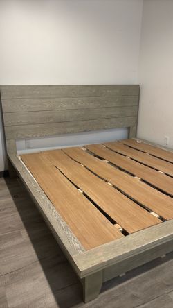 Light gray wooden bed frame King