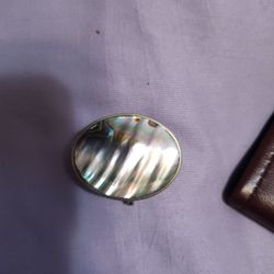 Oval Abalone Sterling Silver Latched Pill Box