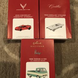 Hallmark model car ornaments