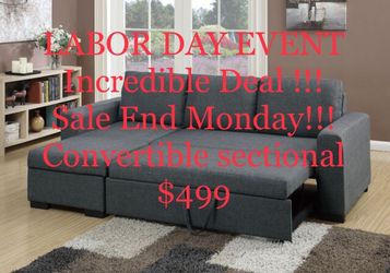Sectional pull out bed with storage chaise