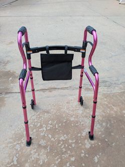 Brand New Adjustable Bright Pink Walker with Bag