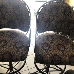 Pair Of Steel Cushioned Bar Stools