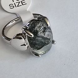 STAR GALAXY JASPER PRONG SET TITANIUM FOREVER QUALITY SILVER  NEW  SIZE  6 RING