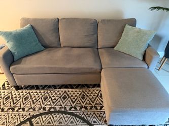 Gray Sectional Sofa + Ottoman