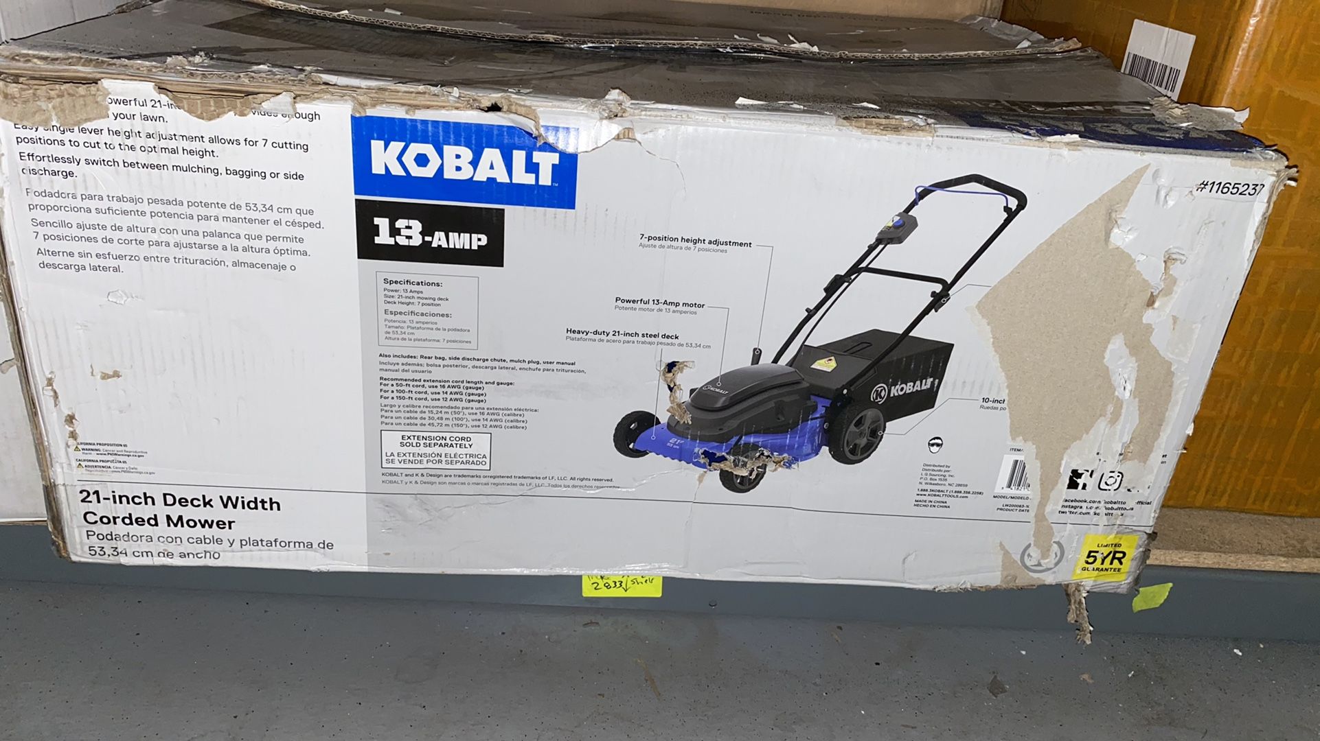 Kobalt 13Amp 21in Corded Electric Lawn Mower [Brand New] for Sale in