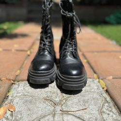 Black Platform Combat Boots