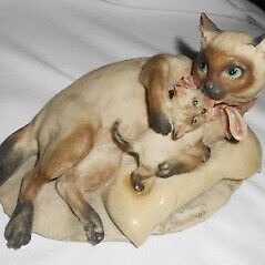 Vntg 1983 G Giuseppe Armai  Sale*! $40 ;Siamese Cat Kitten Sculpture Florence Italy

