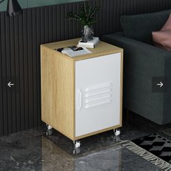 Multi-Functional File Storage Office Cabinet on Wheels, Mobile Cabinet with Door