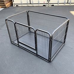 $80 (New in box) Heavy-duty dog pet playpen with plastic tray indoor outdoor cage kennel 4-panel, 49x32x28” 