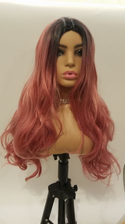 Long Pink Wavy Wig