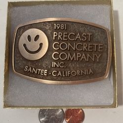 Vintage 1981 Belt Buckle Precast Concrete Santee Quality