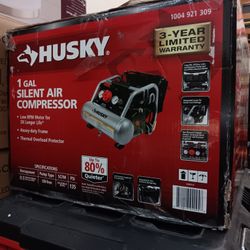 Husky 1 Gal. Portable Electric-Powered Silent Air Compressor 