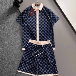 Gucci printed lapel short-sleeved shirt set
