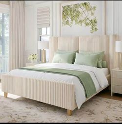 Full bed frame new in box gray or beige